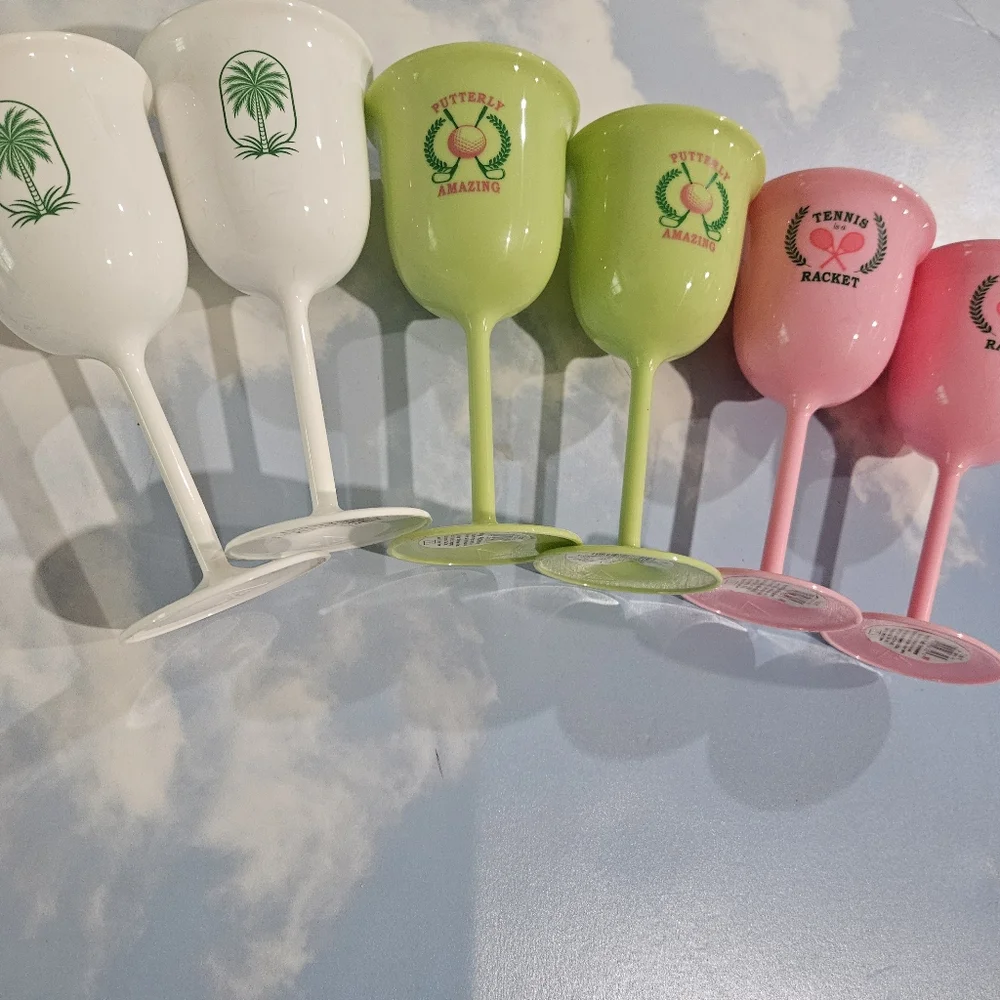 Target Set of Colorful Golf & Tennis BPA Free Plastic Chalices Limited Edtion